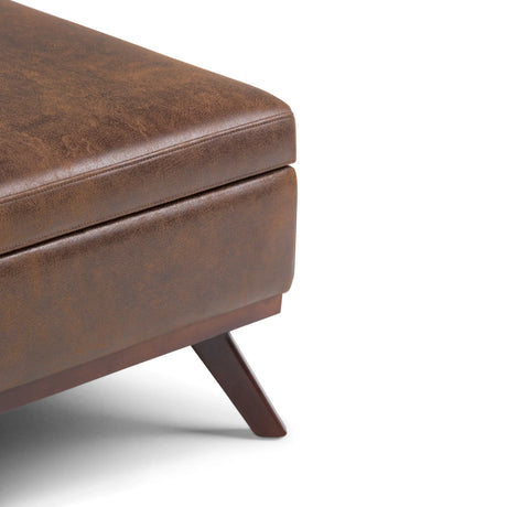 Owen - Square Coffee Table Storage Ottoman - Distressed Chestnut Brown - Furniture Home Direct