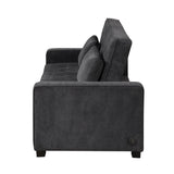 66.5" Upholstered Loveseat With Pull Out Bed, Two Throw Pillows, Dual USB Charging Port and Adjustable Backrest - Black - Furniture Home Direct