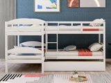 Twin L-Shaped Bunk Bed With Trundle - White - Furniture Home Direct