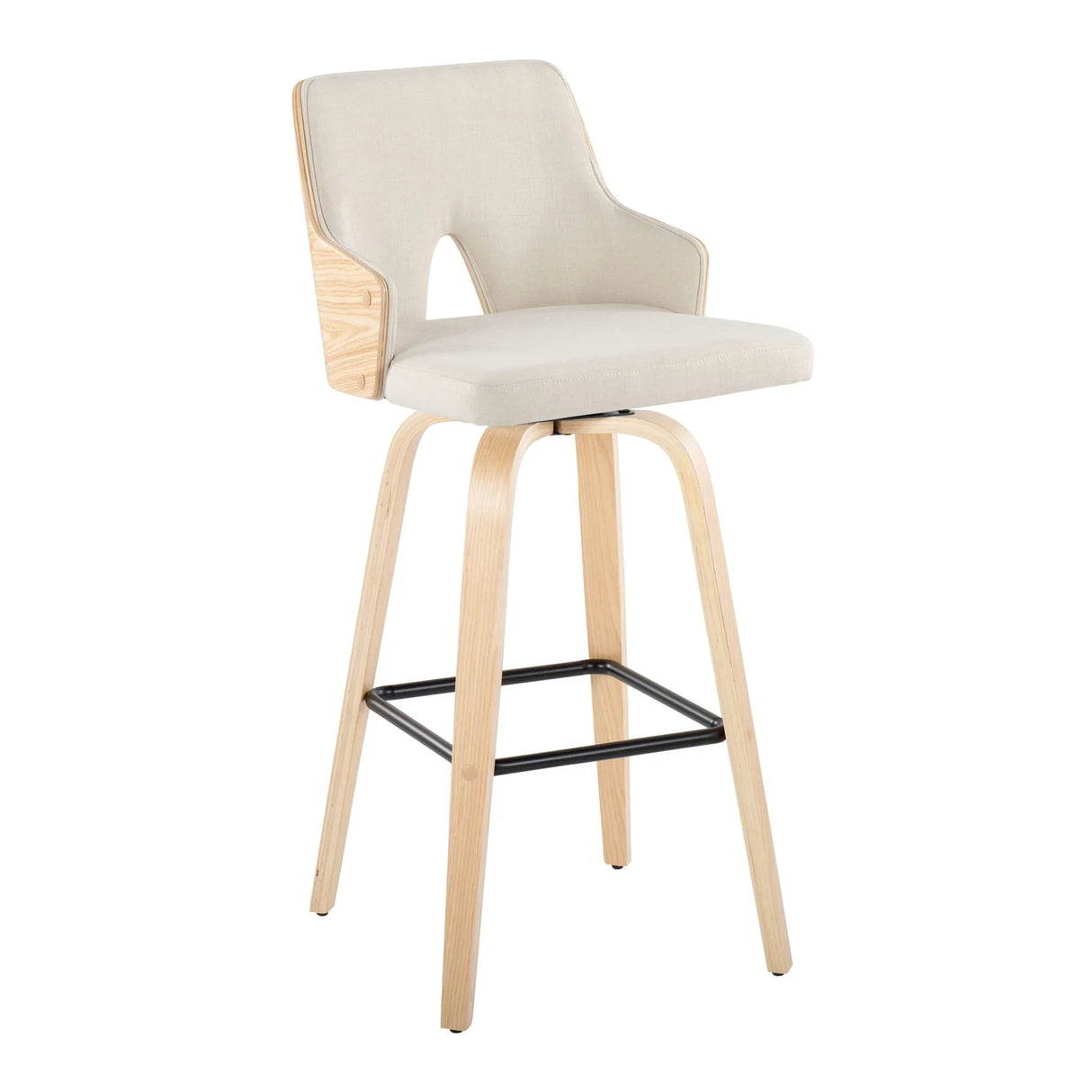 Stella - Contemporary Fixed Height Barstool With Swivel Square Footrest (Set of 2) - Furniture Home Direct