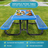 Outdoor Steel Picnic Rectangular Table With Umbrella Pole - Furniture Home Direct