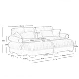 Modern Sectional Sofa With Ottoman, Round Bolster Armrests, Waist And Throw Pillows - Furniture Home Direct