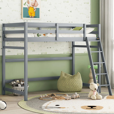 High Loft Bed With Inclined Ladder, Guardrails - Furniture Home Direct