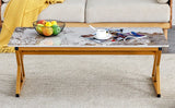 Coffee Table Marble Pattern Rectangular Gold Frame White - Furniture Home Direct