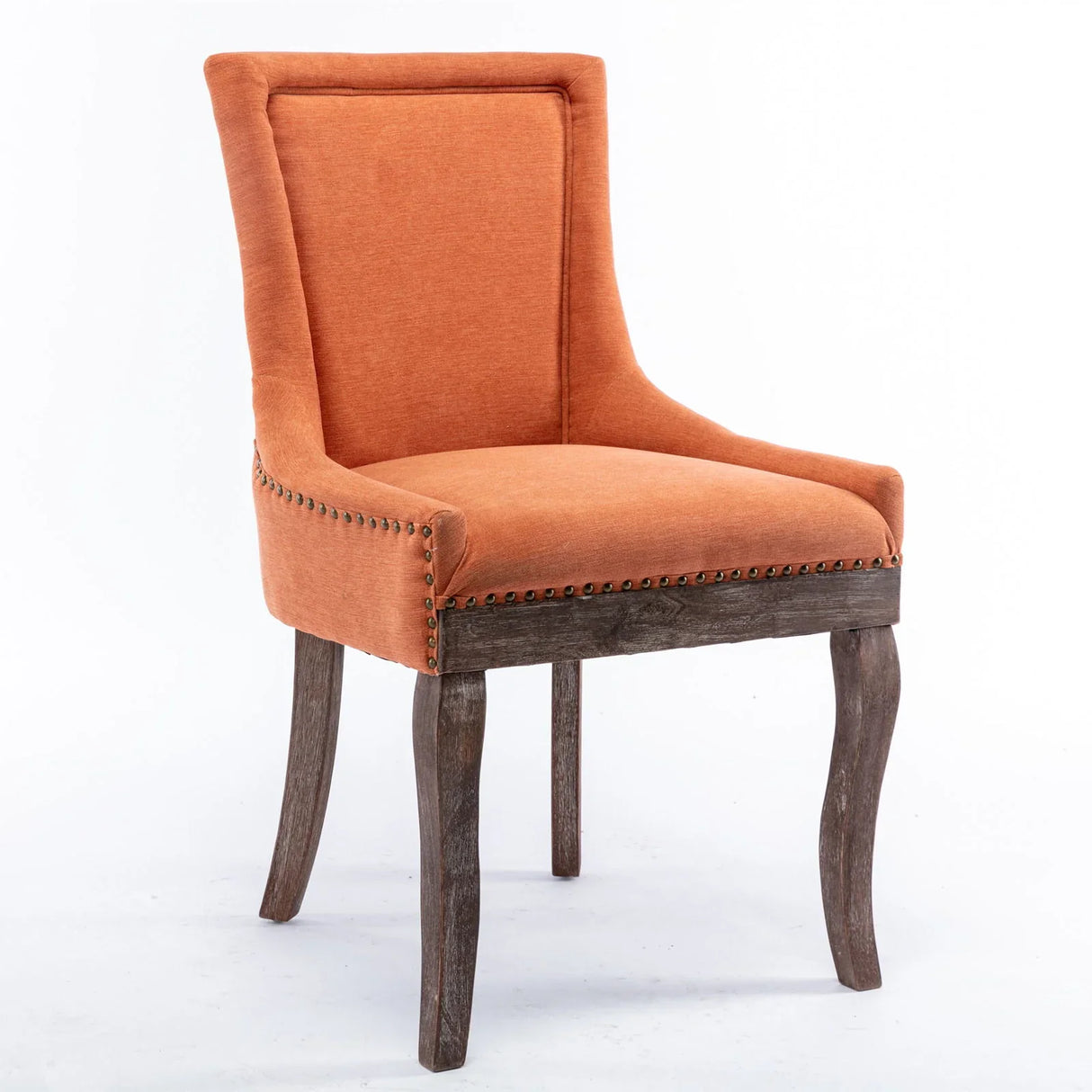 Ultra Side Dining Chair,Thickened Fabric Chairs With Neutrally Toned Solid Wood Legs, Bronze Nail Head (Set of 2) - Furniture Home Direct