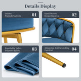 Counter Height Bar Stools Pair Tufted Gold Frame Blue - Furniture Home Direct