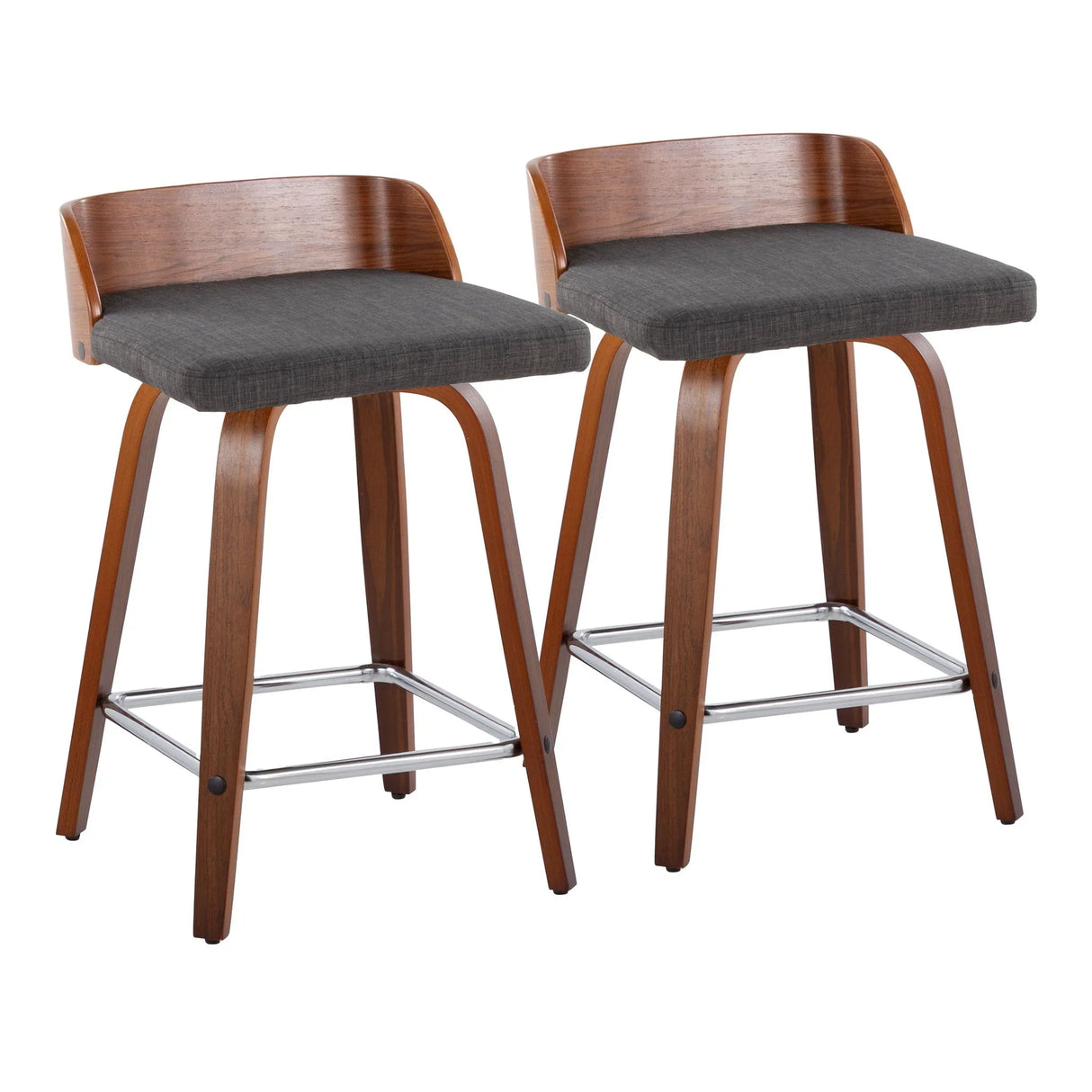 Maya - Mid Century Modern Fixed Height Counter Stool With Swivel With Square Footrest (Set of 2) - Furniture Home Direct