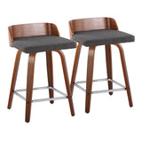 Maya - Mid Century Modern Fixed Height Counter Stool With Swivel With Square Footrest (Set of 2) - Furniture Home Direct