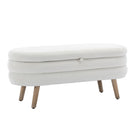 Velvet Fabric Storage Bench With Wood Legs - Furniture Home Direct