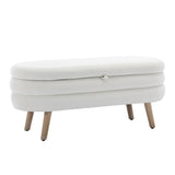 Velvet Fabric Storage Bench With Wood Legs - Furniture Home Direct