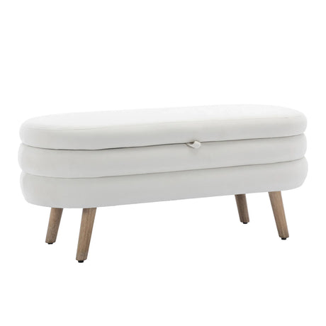 Velvet Fabric Storage Bench With Wood Legs - Furniture Home Direct