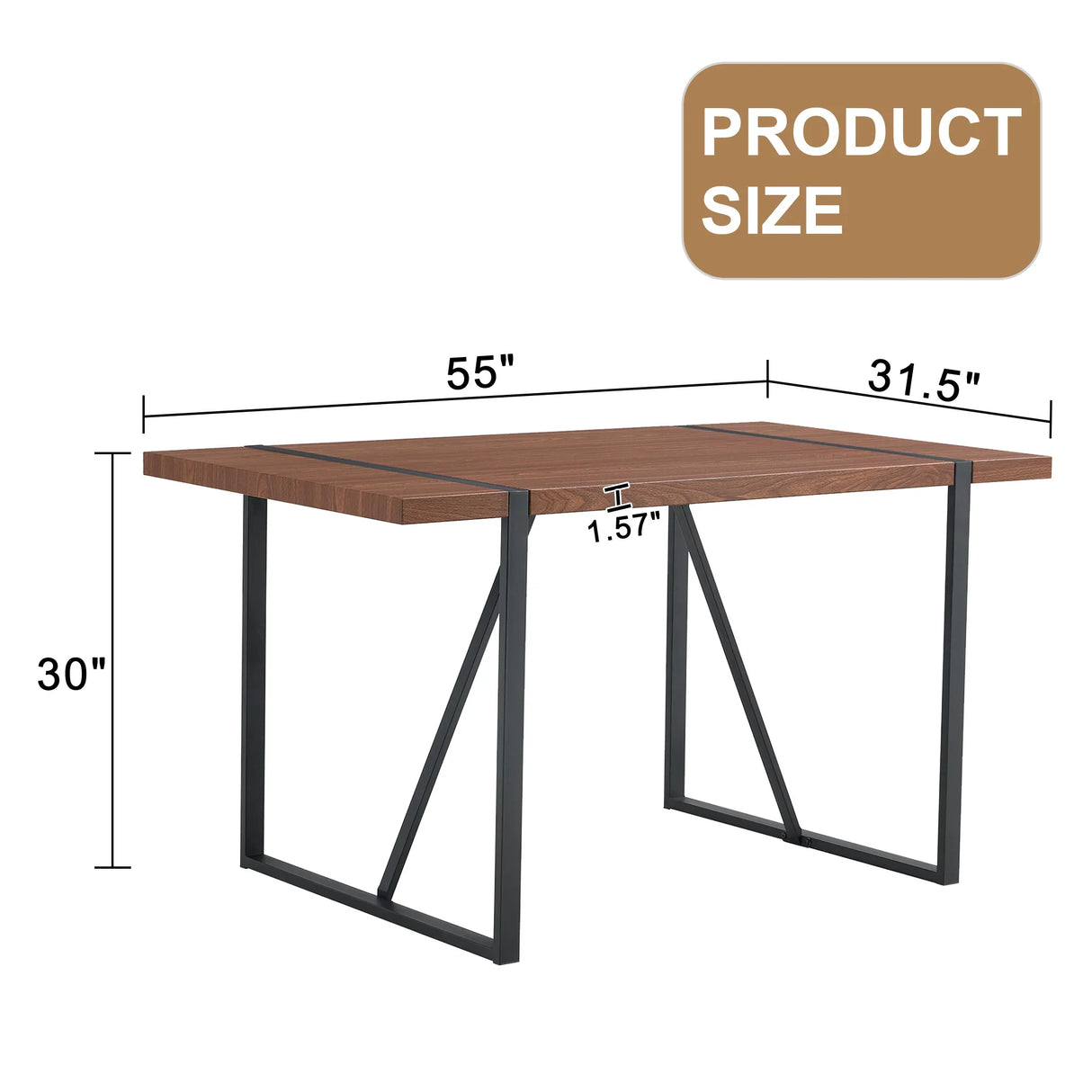 Dining Table Industrial Wood Grain Rectangular Walnut - Furniture Home Direct