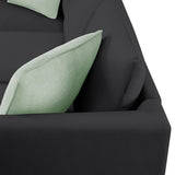L Shaped Sectional Sofa with Ottoman and Cushions Black - Furniture Home Direct