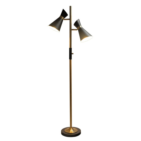 Axis - Floor Lamp With 4 Way Switch Double Spots With Base - Black / Gold - Furniture Home Direct