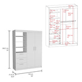 Wardrobe With Nightstand And Shelves Drawers Large White - Furniture Home Direct