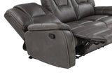 Reclining Sofa Three Seat Faux Leather Cushioned Charcoal - Furniture Home Direct