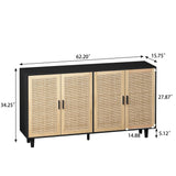 Elegant And Functional 4 Door Rattan Decorative Storage Cabinet - Furniture Home Direct