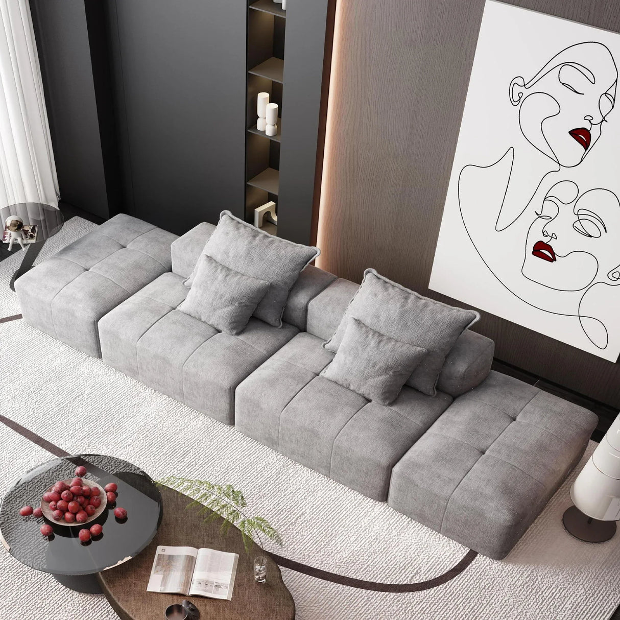 Modern Oversized Diy Combination Modular Sectional Sofa With Pillows - Furniture Home Direct