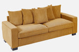 Luxe Corduroy Sofa With 5 Matching Toss Pillows, Sleek Design, Spacious And Comfortable 3 Seater Couch - Furniture Home Direct