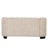 Modern 3-Piece Velvet Upholstered Living Room Set Including Sofa, Love Seat and Chair, Beige - Furniture Home Direct