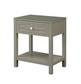 Dylan - Wooden End Side Table Nightstand With Glass Top And Drawer - Furniture Home Direct