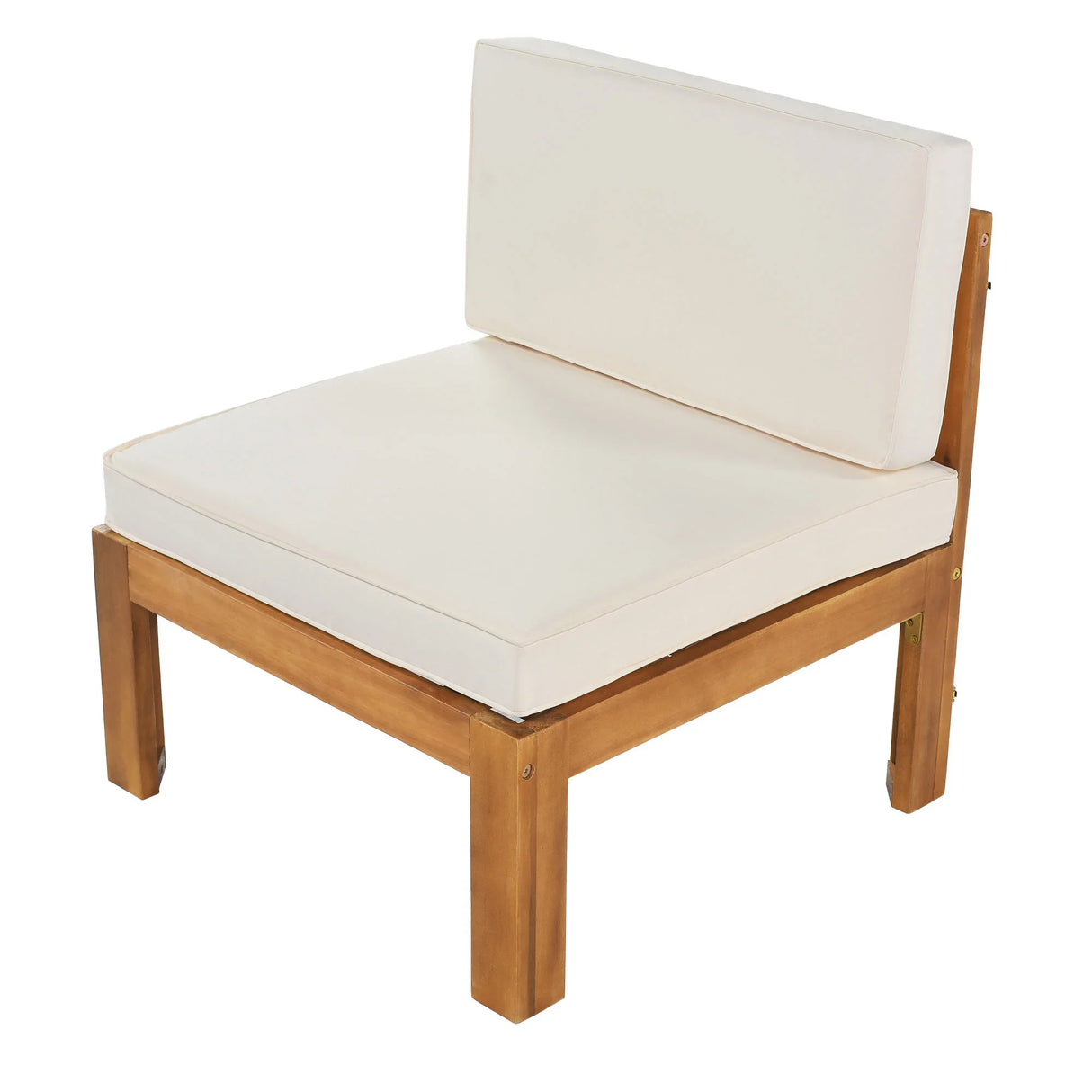 Outdoor 5-Piece Sectional Set with Cushions, Natural Finish+ Beige Cushions - Furniture Home Direct