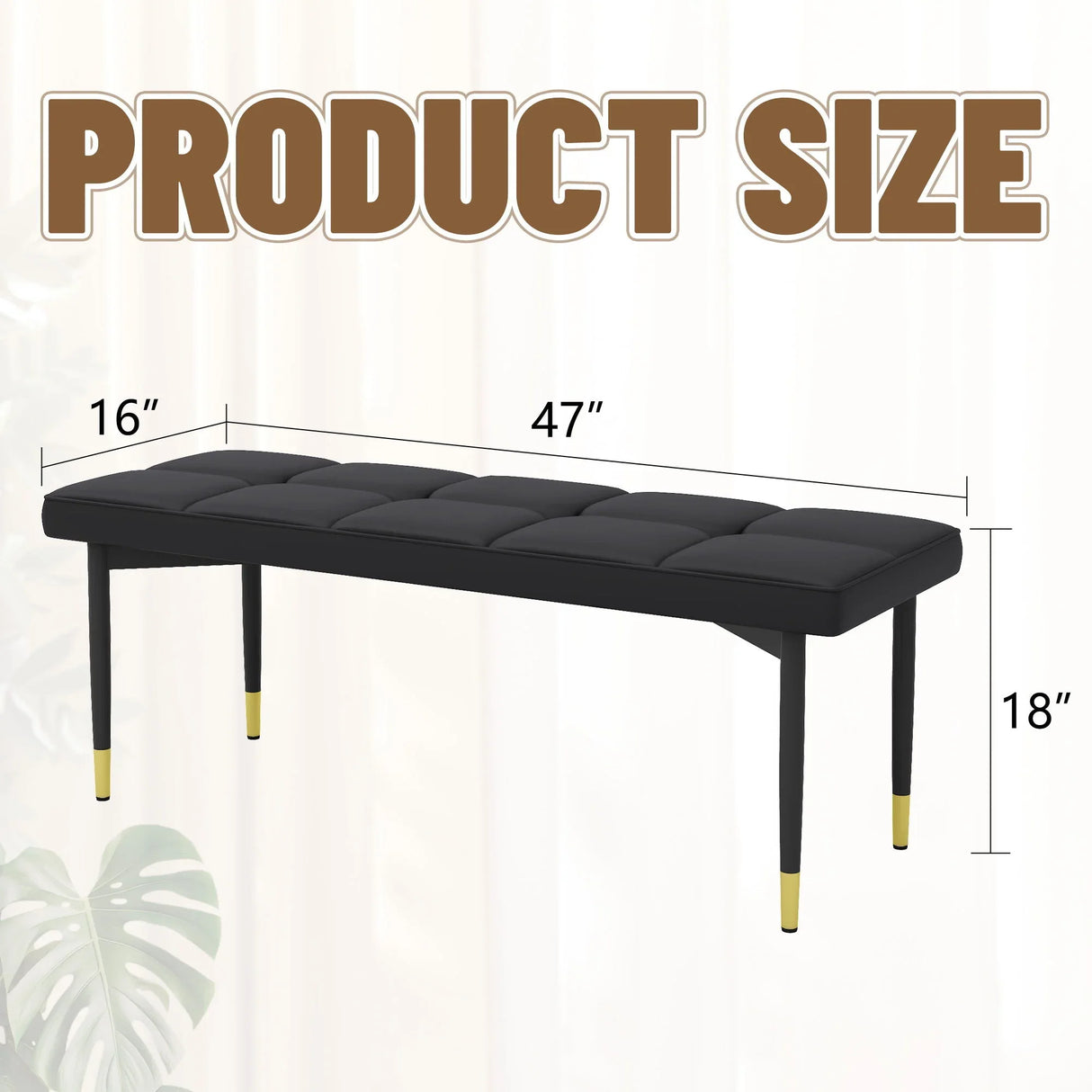Multifunctional Shoe Bench, Sturdy Metal Legs With Gold Accents - Black - Furniture Home Direct