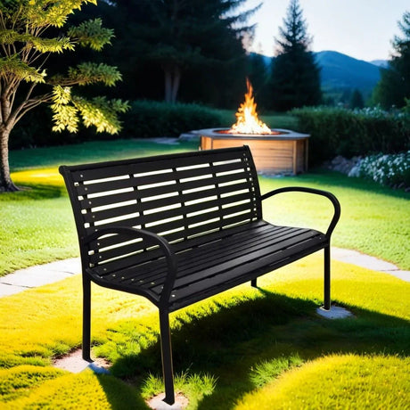 Patio Bench Steel - Black - Furniture Home Direct