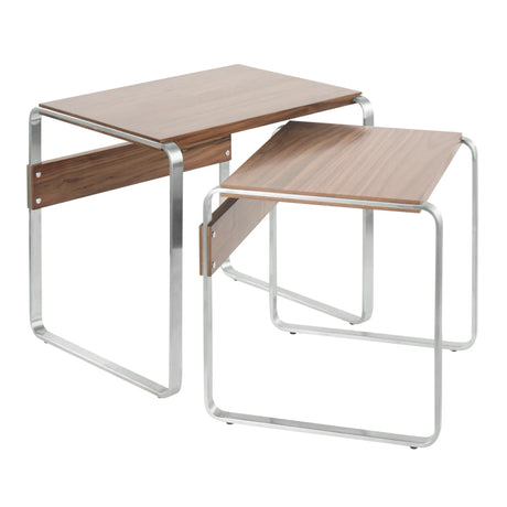 Tea Side Mid-Century Modern Nesting Tables - Walnut - Furniture Home Direct