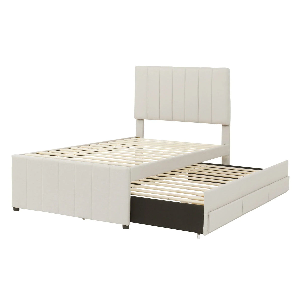 Upholstered Design Platform Bed With Trundle - Furniture Home Direct