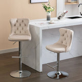 Swivel Velvet Barstools Adjusatble Seat Height From 25-33", Modern Upholstered Chrome Base Bar Stools With Backs Comfortable Tufted For Home Pub And Kitchen Island (Set of 2) - Furniture Home Direct