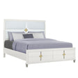 Uriuni - 5 Piece King Bedroom Set With Panel Headboard And LED Lighting - Gold / White - Furniture Home Direct