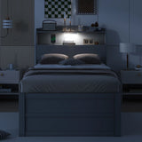 LED Platform Bed With Trundle With Storage Headboard With Drawers - Furniture Home Direct