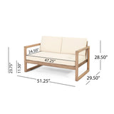 4 Pieces Acacia Wood Patio Furniture Set, Outdoor Furniture With Coffee Table, Patio Conversation Set Deep Seating With Soft Cushion, Porch Chairs For Backyard Porch Balcony - Brown Wash / Beige