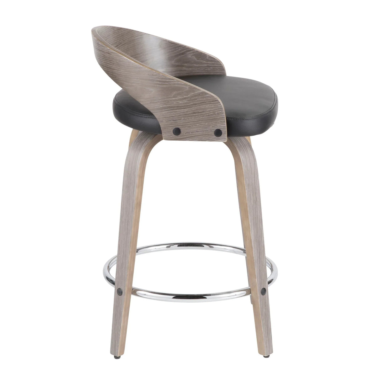 Grotto - Contemporary Fixed Height Counter Stool & Swivel With Round Footrest (Set of 2) - Furniture Home Direct