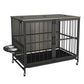 Modern Kennel Dogs Room Up To 80 Lb, Dog Crate Furniture With Multi-Purpose Rremovable Ttray, Double-Door Dog House, Lift Panel, 360 Degree Rotation, 3 Height Adjustable Feeding Bowls - Furniture Home Direct