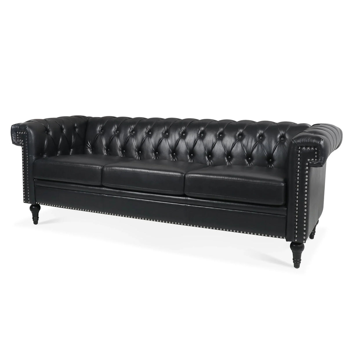 Traditional Square Arm Removable Cushion 3 Seater Sofa - Furniture Home Direct