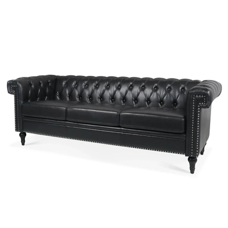 Traditional Square Arm Removable Cushion 3 Seater Sofa - Furniture Home Direct