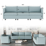 3 Piece Modular Living Room Set With Sofa, love seat and Chair, Sea Foam - Furniture Home Direct