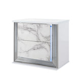 Moon - Marble Nightstand With LED - White - Furniture Home Direct