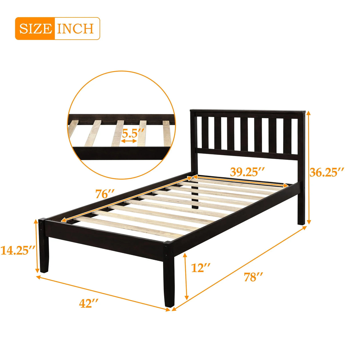 Platform Bed With Headboard, Footboard, Slat Support - Furniture Home Direct