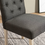 Dining Set Round Table With Tufted Chairs Charcoal - Furniture Home Direct