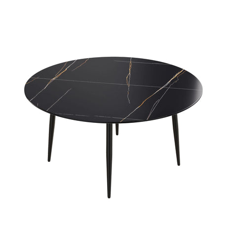 Modern Man-Made Stone Round Dining Table-Position For 6 People - Furniture Home Direct