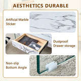 Coffee Table Glass Top Marble Base Modern Style White - Furniture Home Direct