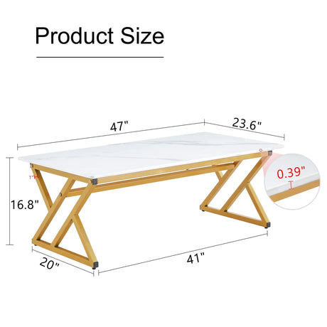 Modern Rock Slab Coffee Table With Metal Legs - Furniture Home Direct