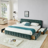 Modern Platform Bed Frame With Thick Chenille Fabric - Furniture Home Direct