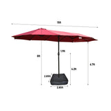 Double- Sided Outdoor Market Umbrella With Lights And Base - Furniture Home Direct
