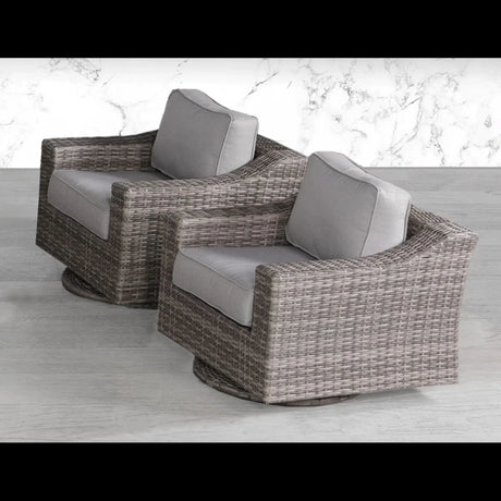 Elegant Swivel Patio Chair With Luxurious Cushions Perfect For Outdoor Relaxation (Set of 2) - Gray Mix - Furniture Home Direct