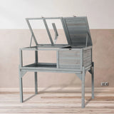 Tortoise Habitat Indoor & Outdoor Wooden Tortoise House With Detachable Legs Reptile Cage For Small Animals Non Leak Waterproof Tray - Gray - Furniture Home Direct
