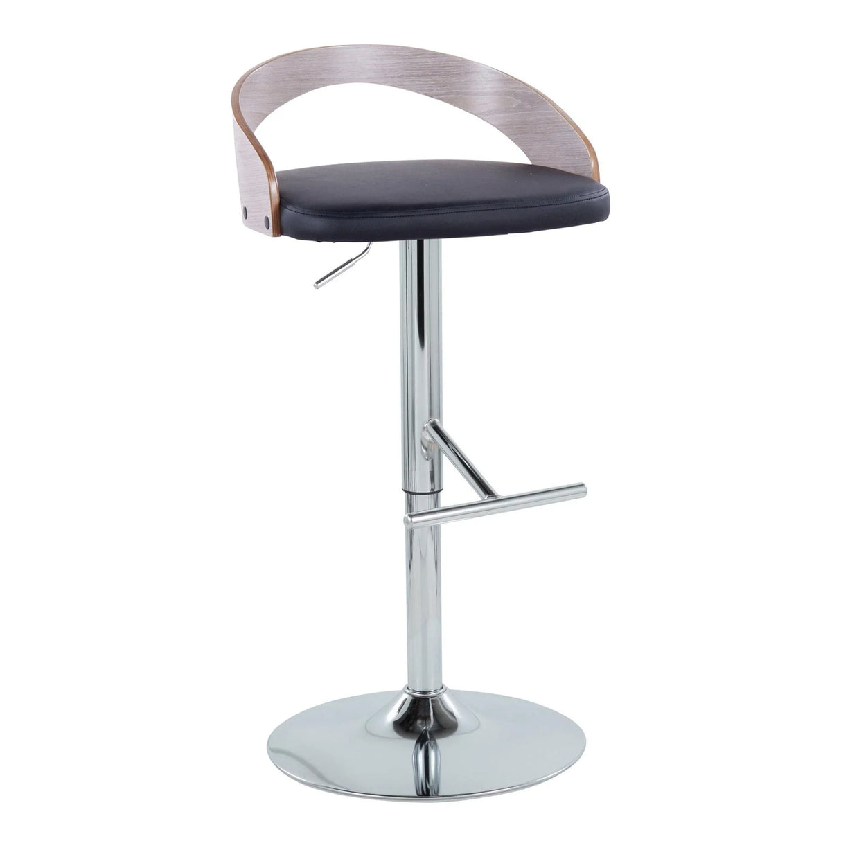 Grotto - Contemporary Adjustable Height Barstool With Swivel With Straight T Footrest (Set of 2) - Furniture Home Direct